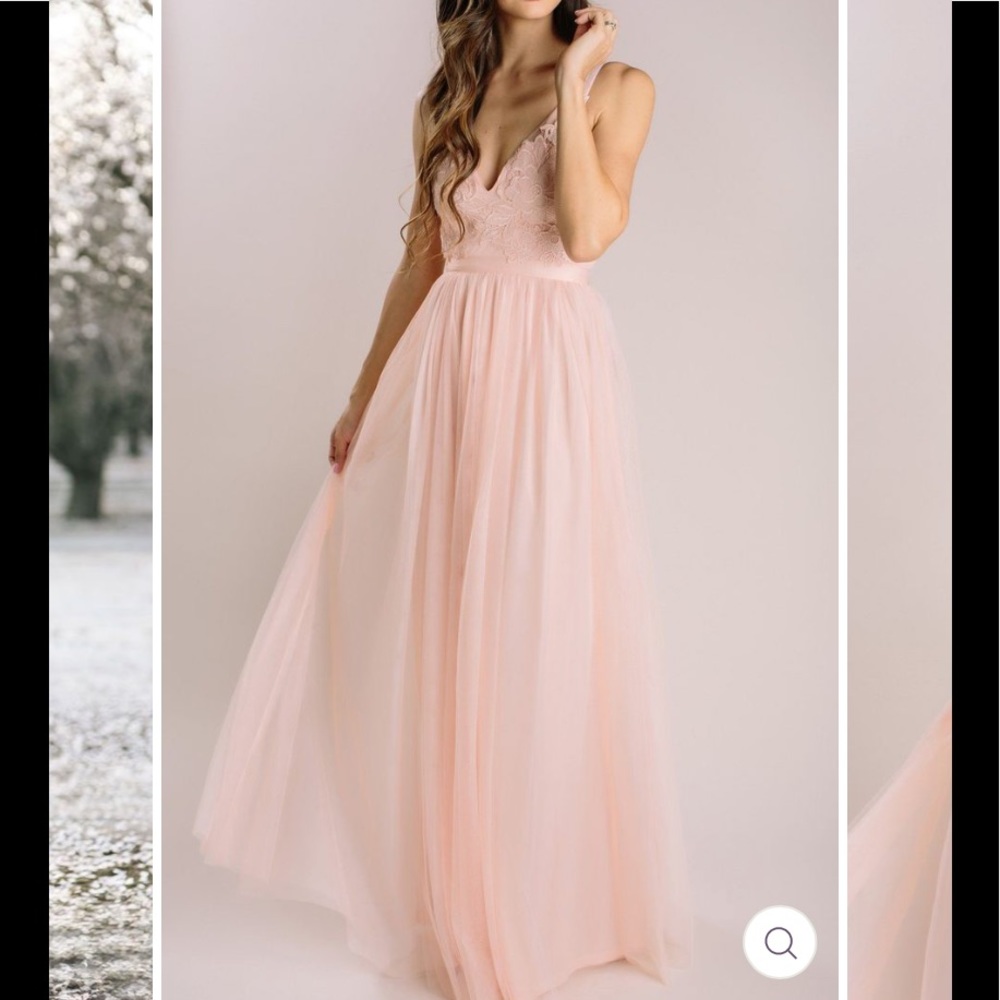 Morning Lavendar Audrey Tulle Blush Maxi Dress